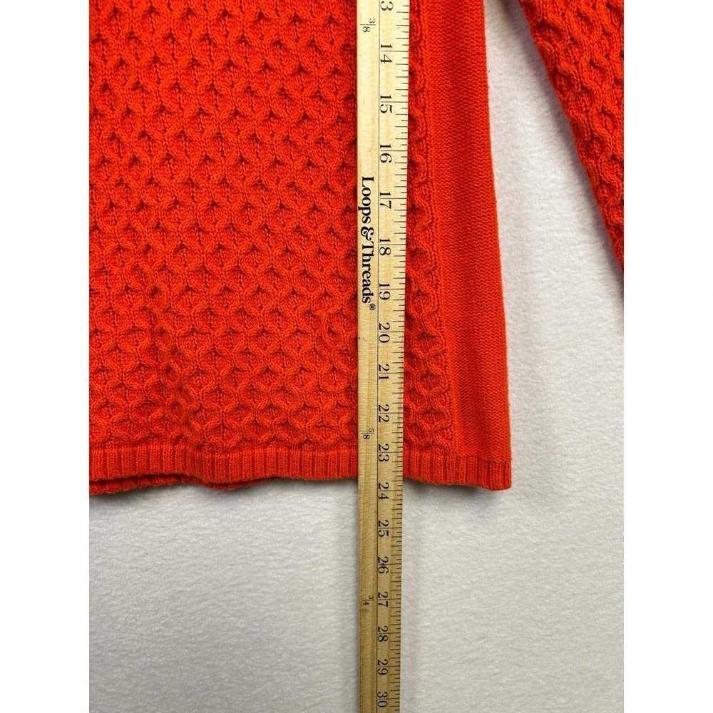 J‎ Crew Orange Textured Knit Crew Neck Sweater Size Small Cotton